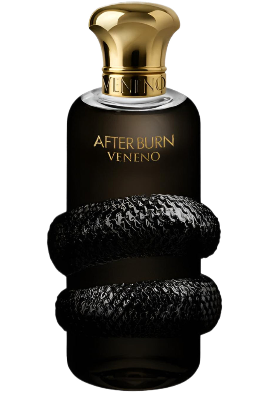 Decant de perfume After Burn de Veneno Parfums, frasco pequeño con etiqueta y tapa, aroma intenso y duradero.