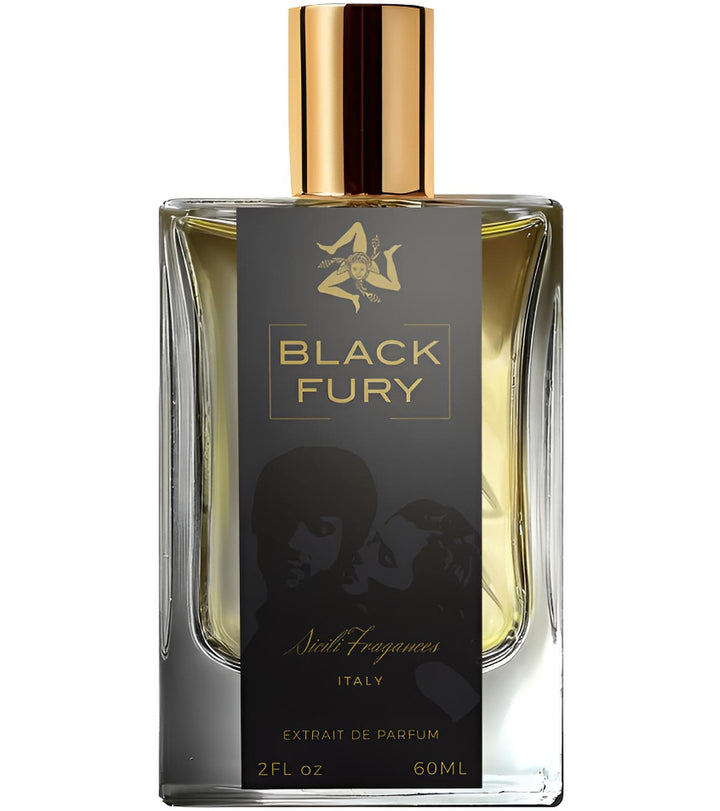 Decant de Black Fury de Sicili Fragrances con diseño elegante y etiqueta negra, ideal para llevar en el bolso.