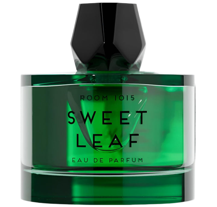 Decant de Sweet Leaf de Room 1015, frasco de 100 ml con diseño elegante y aroma floral y dulce.