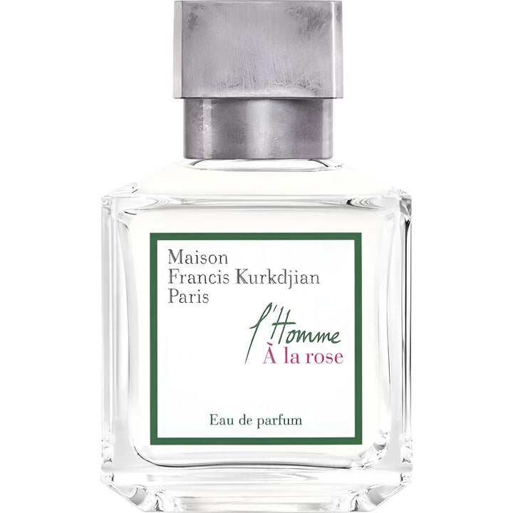 Decant de perfume L'Homme à la Rose de Maison Francis Kurkdjian, frasco elegante con detalles dorados y aroma floral y masculino.