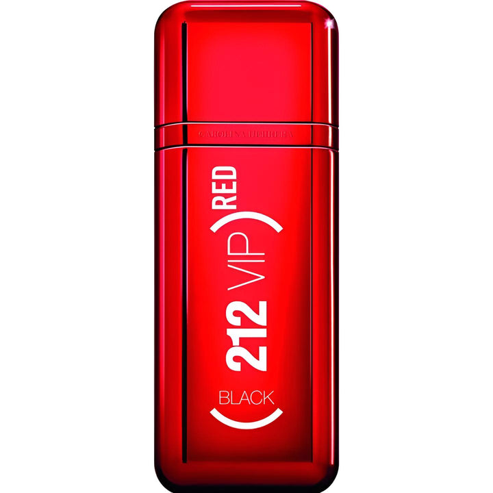 Decant de perfume 212 VIP BLACK RED de Carolina Herrera, botella elegante con diseño en rojo y negro.