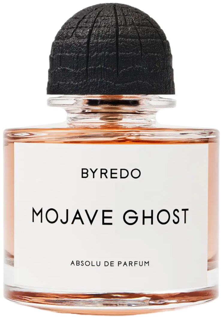 Decant de perfume Byredo Mojave Ghost Absolu en botella elegante con tapa dorada y diseño minimalista.