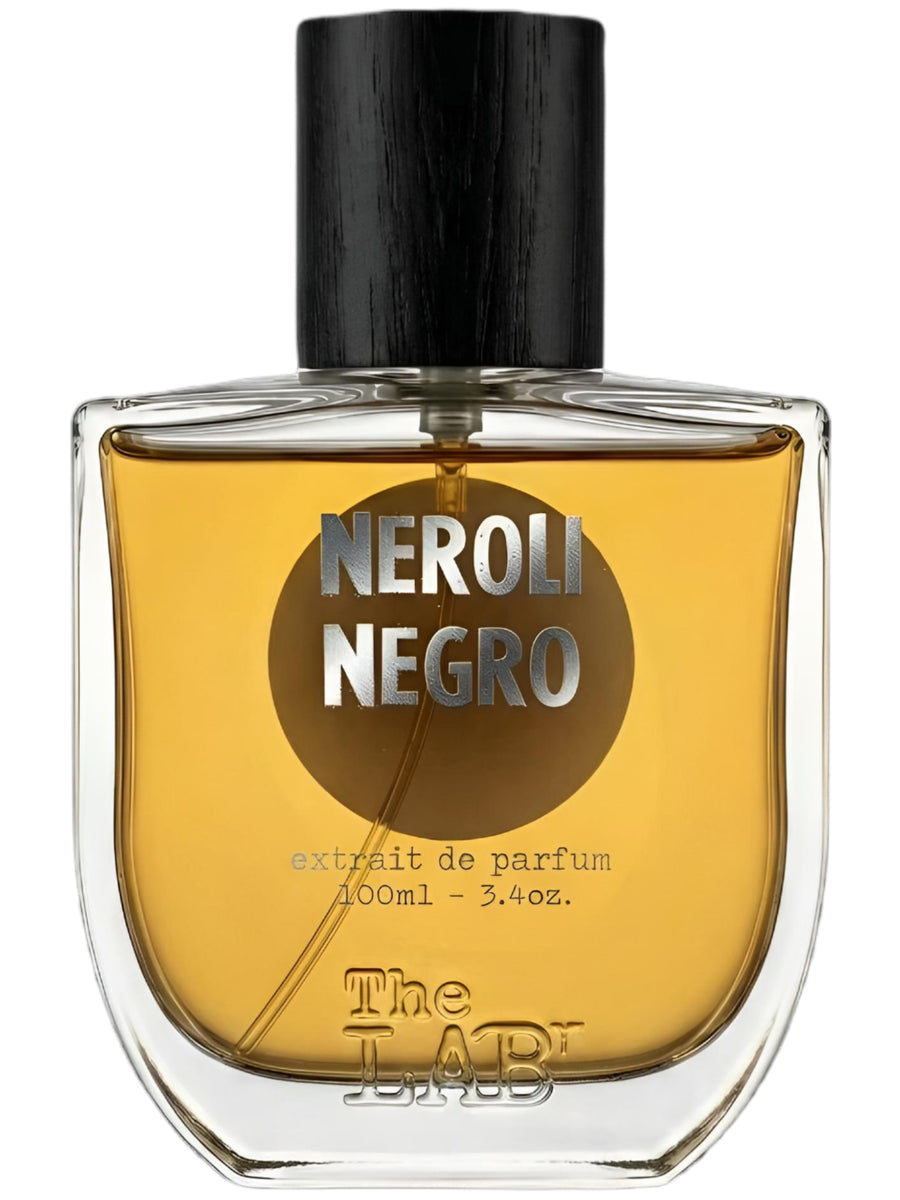 Decant de NEROLI NEGRO de THE LAB, frasco oscuro de perfume con diseño elegante y etiquetas en tonos oscuros.
