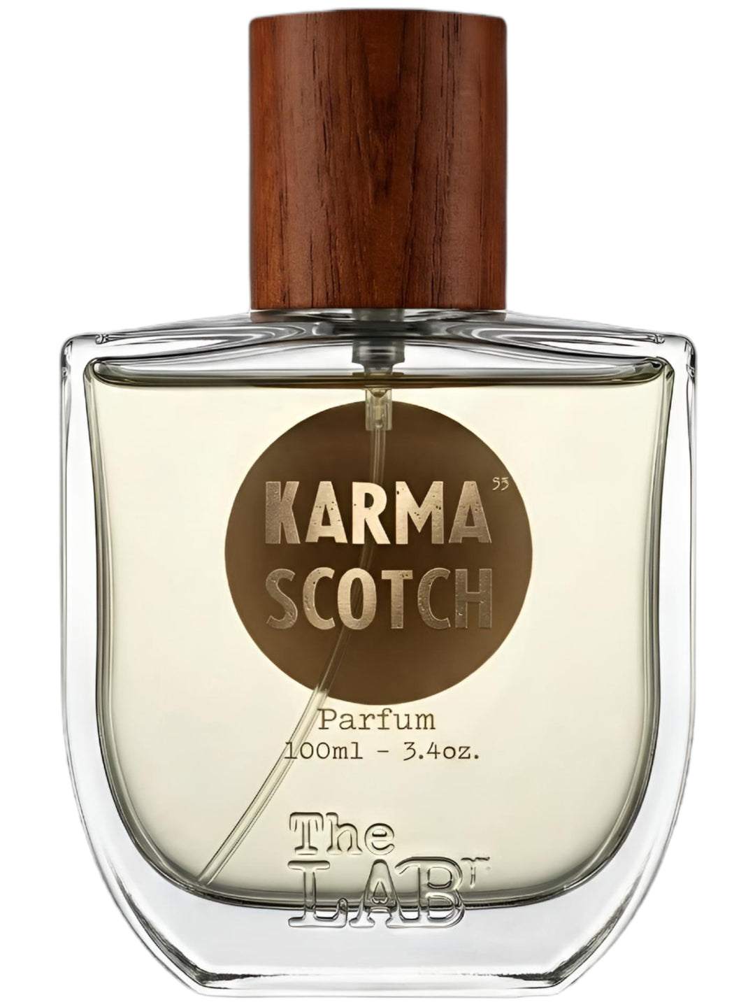 Decant de edición KARMA SCOTCH de THE LAB, envase oscuro de 375 ml, con diseño elegante y moderno.